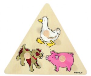 houten vormenpuzzel dieren 3 stuks