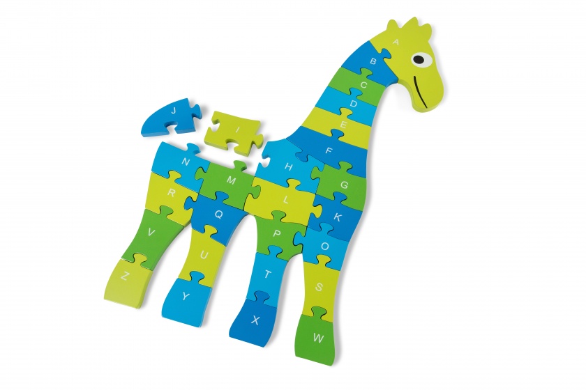 vloerpuzzel Giraffe 60 x 40 cm groen/blauw 26 stukjes