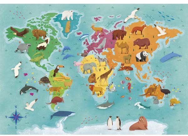 legpuzzel Exploring Maps: Dieren 250 stukjes - Afbeelding 2