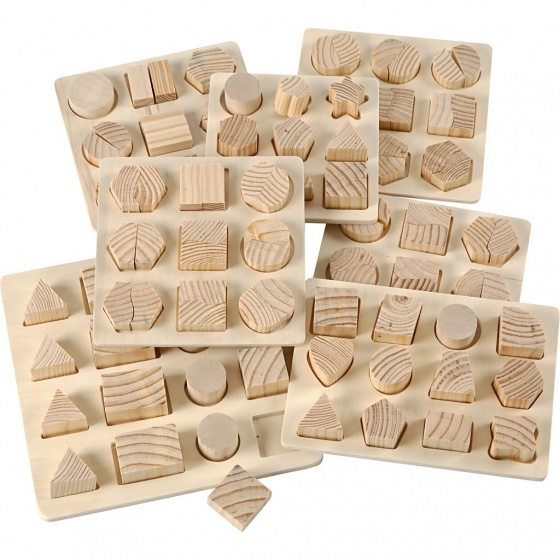 houten vormenpuzzel 12,5/19,5 cm blank per 7 stuks