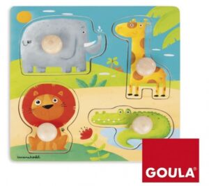 noppenpuzzel jungledieren hout 4 stukjes - Afbeelding 2