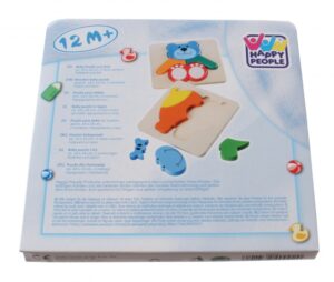 houten babypuzzel nijlpaard 14 x 14 cm - Afbeelding 2