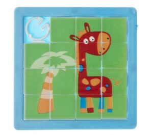 schuifpuzzel giraffe 6 cm multicolor 12 stukjes