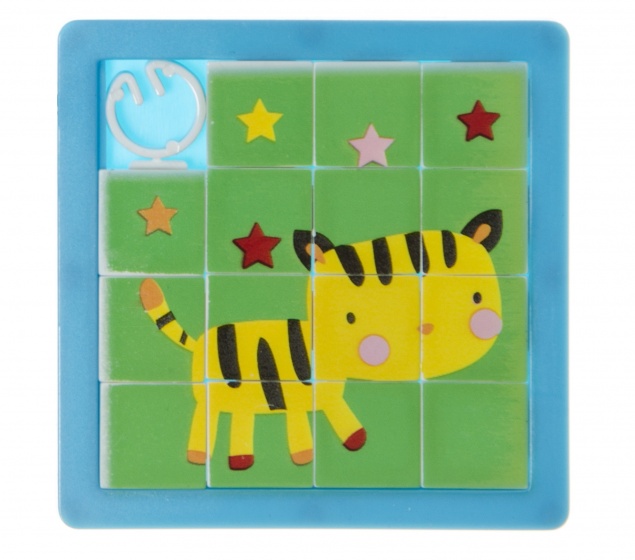 schuifpuzzel kat 6 cm multicolor 12 stukjes