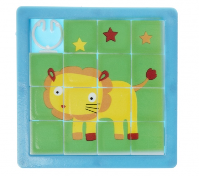 schuifpuzzel leeuw 6 cm multicolor 12 stukjes