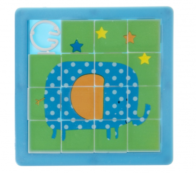 schuifpuzzel olifant 6 cm multicolor 12 stukjes