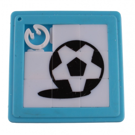 schuifpuzzel voetbal 5 cm blauw 8 stukjes
