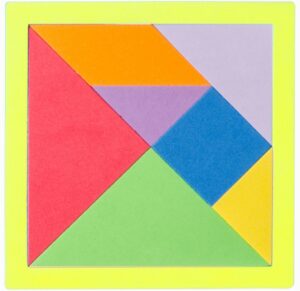 tangram vormenspel foam 15,5 cm geel