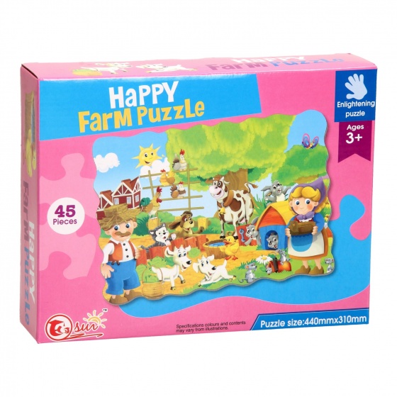 vloerpuzzel Happy Farm 44 x 31 cm 45-delig multicolor