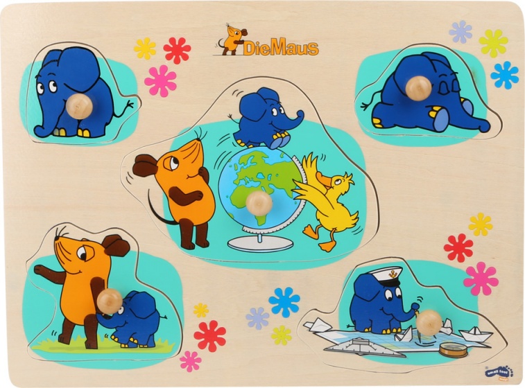 houten vormenpuzzel Muis 30 cm 5 stukjes