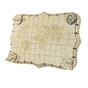 Houten 3D-puzzel wereldkaart tekst